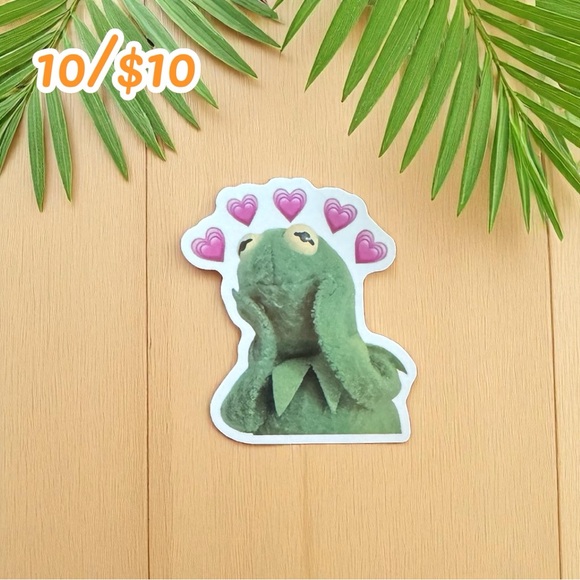 Kermit the Frog Pink Hearts Meme Sticker – 2.5” - Picture 1 of 1